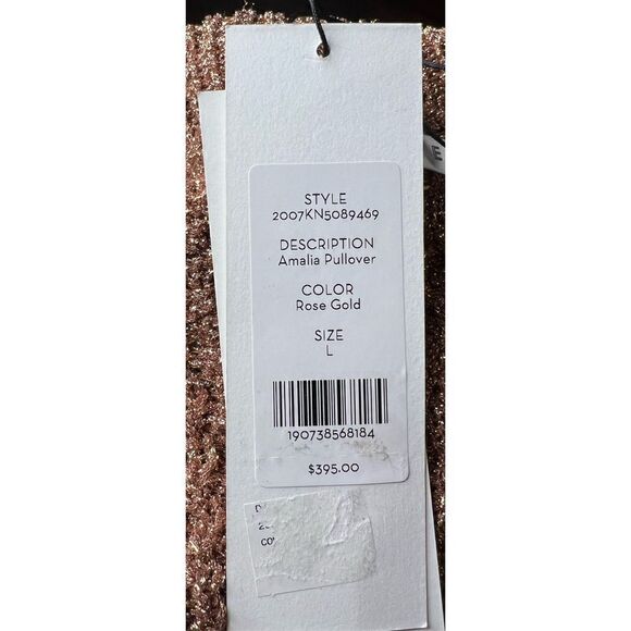 VERONICA BEARD Amalia Pullover V-neck Rose Gold Sweater NWT Size Large - Picture 7 of 7